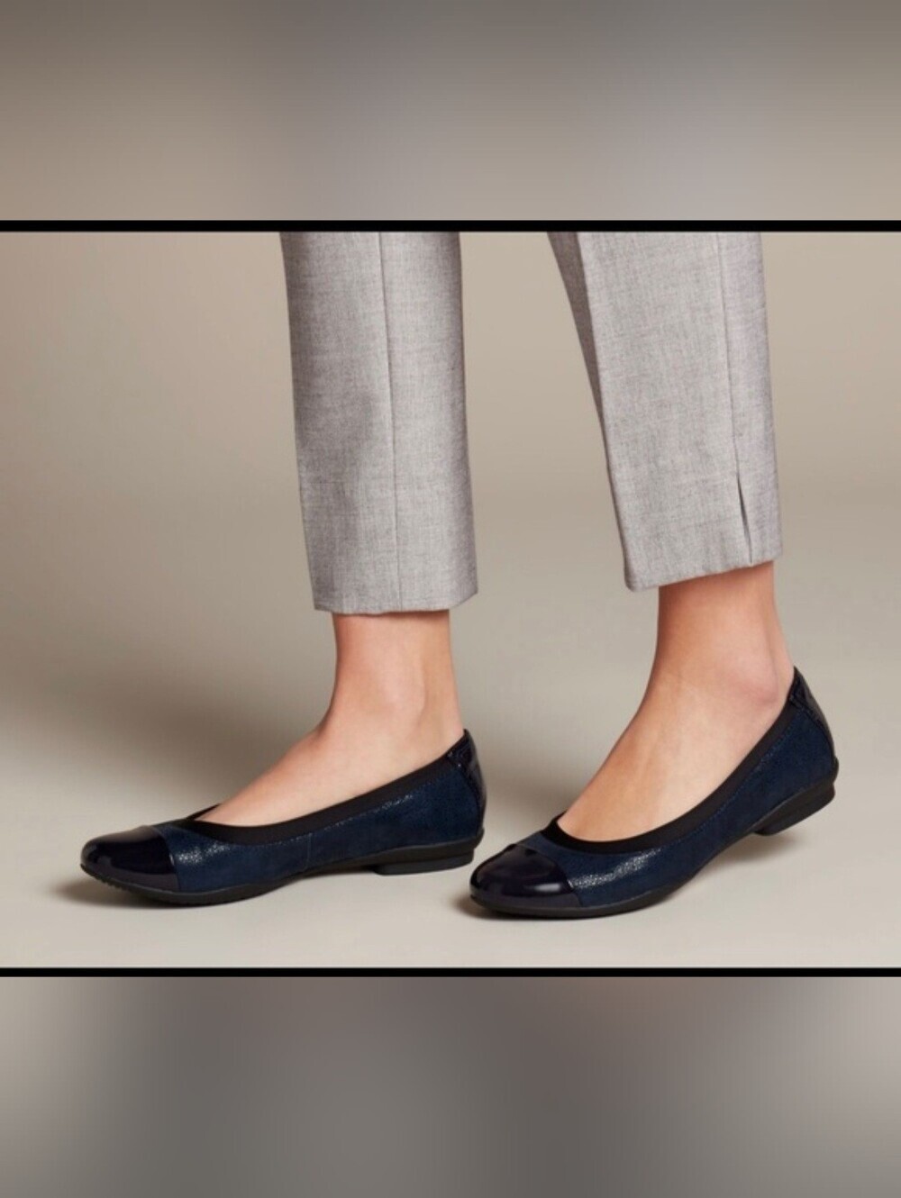 Clarks Unstructured Women’s Ballet Flats Navy Blue Cap Toe Comfort Shoes US 10